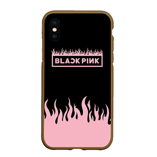 Чехол iPhone XS Max матовый Blackpink - flames / 3D-Коричневый – фото 1