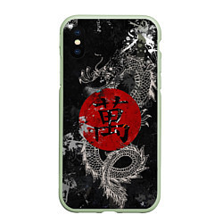 Чехол iPhone XS Max матовый Dragon - black grunge