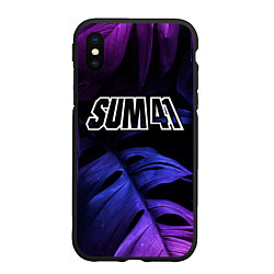 Чехол iPhone XS Max матовый Sum41 neon monstera, цвет: 3D-черный