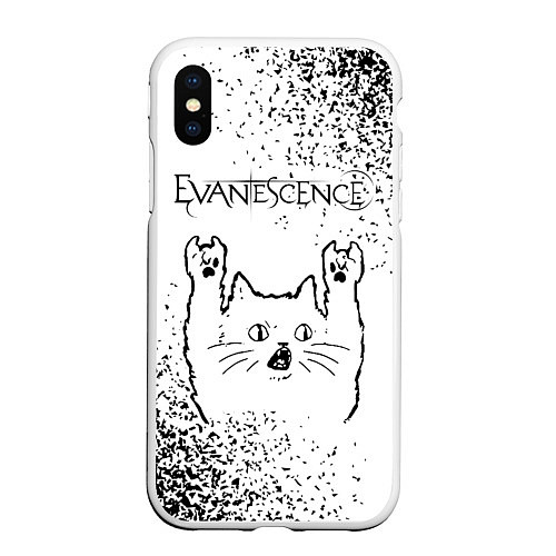 Чехол iPhone XS Max матовый Evanescence рок кот на светлом фоне / 3D-Белый – фото 1