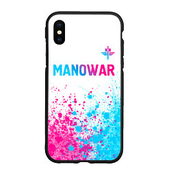 Чехол iPhone XS Max матовый Manowar neon gradient style: символ сверху