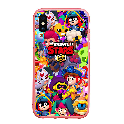 Чехол iPhone XS Max матовый Brawl stars all pattern / 3D-Баблгам – фото 1