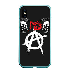 Чехол iPhone XS Max матовый Punks not dead - анархия, цвет: 3D-мятный