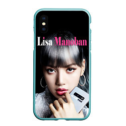 Чехол iPhone XS Max матовый Lisa with smartphone, цвет: 3D-мятный