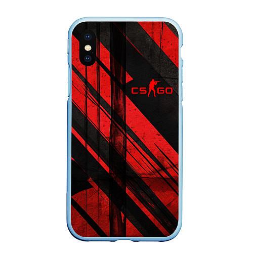 Чехол iPhone XS Max матовый CS GO black and red / 3D-Голубой – фото 1