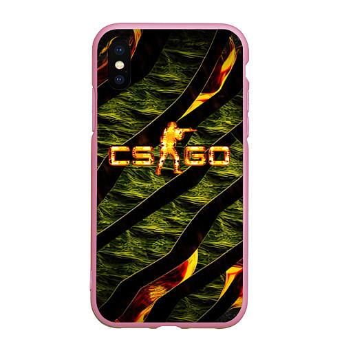 Чехол iPhone XS Max матовый CS GO fire / 3D-Розовый – фото 1