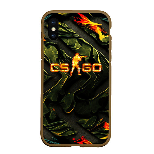 Чехол iPhone XS Max матовый CS GO green texture / 3D-Коричневый – фото 1