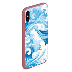 Чехол iPhone XS Max матовый Голубые волны, цвет: 3D-малиновый — фото 2