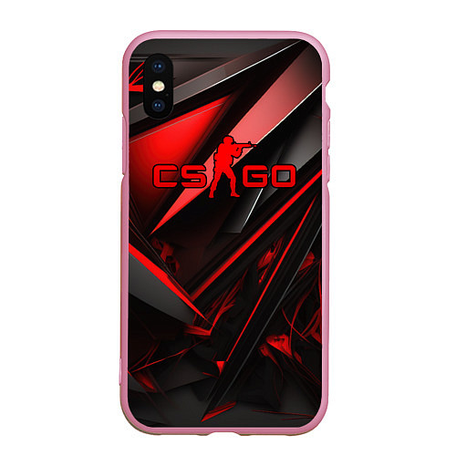 Чехол iPhone XS Max матовый CS GO black red / 3D-Розовый – фото 1