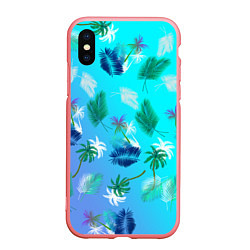 Чехол iPhone XS Max матовый Пальмы на голубом градиенте