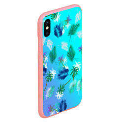 Чехол iPhone XS Max матовый Пальмы на голубом градиенте, цвет: 3D-баблгам — фото 2