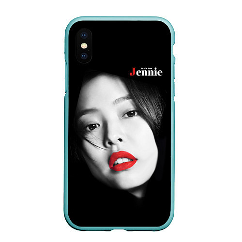 Чехол iPhone XS Max матовый Blackpink Jennie Red lips / 3D-Мятный – фото 1