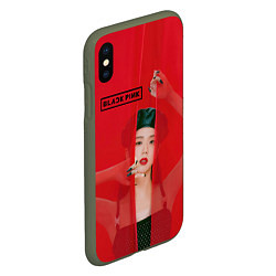 Чехол iPhone XS Max матовый Blackpink red background, цвет: 3D-темно-зеленый — фото 2