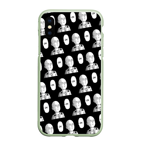 Чехол iPhone XS Max матовый Saitama - ok pattern / 3D-Салатовый – фото 1