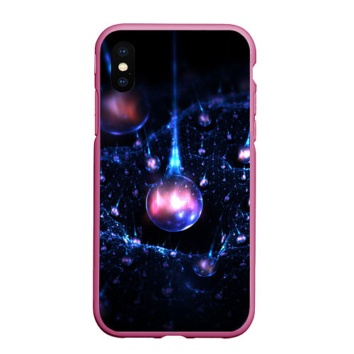 Чехол iPhone XS Max матовый Нейроны воды в космосе / 3D-Малиновый – фото 1