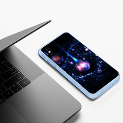 Чехол iPhone XS Max матовый Нейроны воды в космосе, цвет: 3D-голубой — фото 2