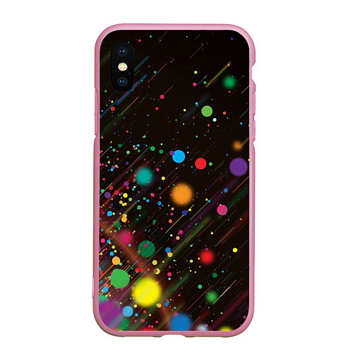 Чехол iPhone XS Max матовый Красочное конфети / 3D-Розовый – фото 1