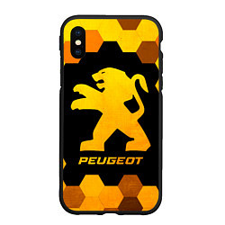 Чехол iPhone XS Max матовый Peugeot - gold gradient