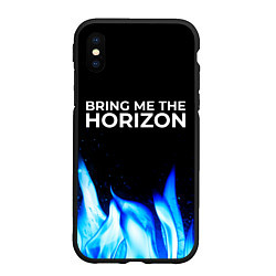 Чехол iPhone XS Max матовый Bring Me the Horizon blue fire, цвет: 3D-черный