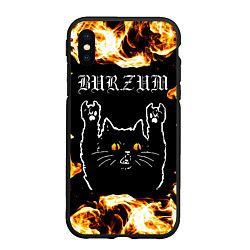 Чехол iPhone XS Max матовый Burzum рок кот и огонь