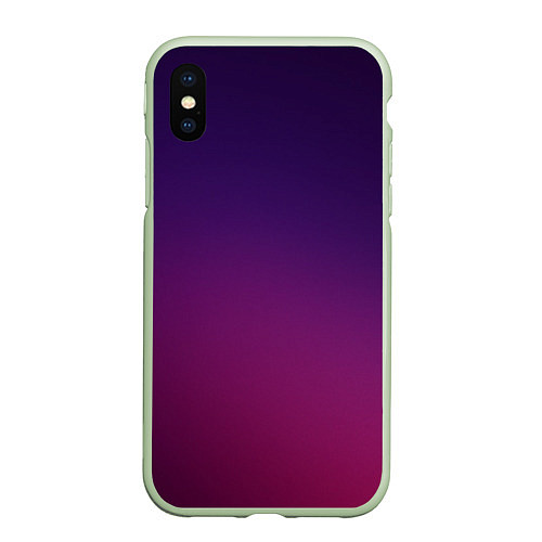 Чехол iPhone XS Max матовый Малиновый градиент / 3D-Салатовый – фото 1