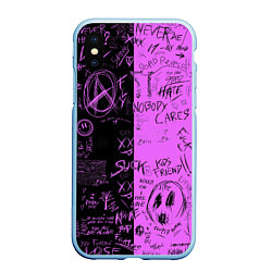 Чехол iPhone XS Max матовый Dead inside purple black, цвет: 3D-голубой