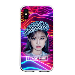 Чехол iPhone XS Max матовый Jennie neon, цвет: 3D-белый