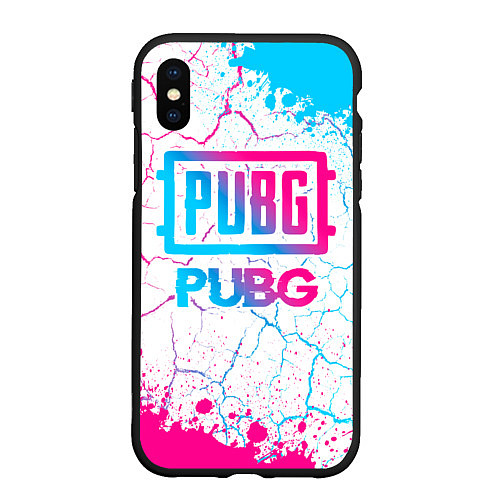 Чехол iPhone XS Max матовый PUBG neon gradient style / 3D-Черный – фото 1