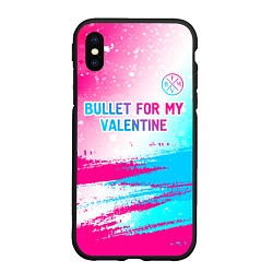 Чехол iPhone XS Max матовый Bullet For My Valentine neon gradient style: симво