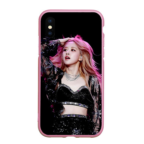 Чехол iPhone XS Max матовый Blackpink Rose Pink hair / 3D-Розовый – фото 1