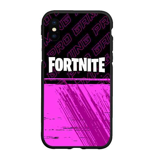 Чехол iPhone XS Max матовый Fortnite pro gaming: символ сверху / 3D-Черный – фото 1