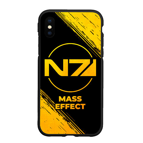 Чехол iPhone XS Max матовый Mass Effect - gold gradient / 3D-Черный – фото 1