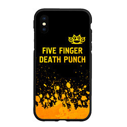 Чехол iPhone XS Max матовый Five Finger Death Punch - gold gradient: символ св, цвет: 3D-черный