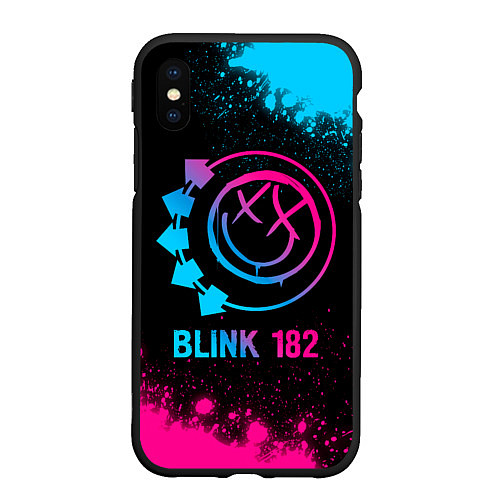 Чехол iPhone XS Max матовый Blink 182 - neon gradient / 3D-Черный – фото 1