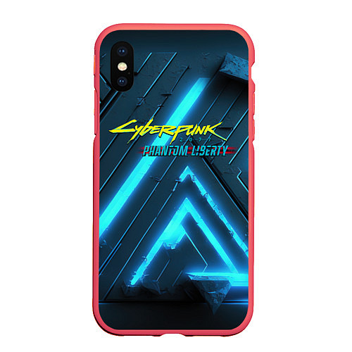 Чехол iPhone XS Max матовый Cyberpunk neon style / 3D-Красный – фото 1