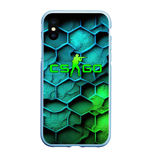 Чехол iPhone XS Max матовый CS GO green blue / 3D-Голубой – фото 1