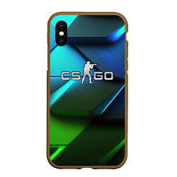 Чехол iPhone XS Max матовый CS GO green blue abstract