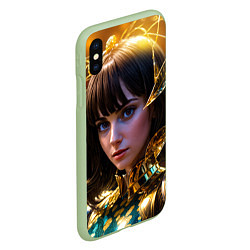 Чехол iPhone XS Max матовый Девушка в золотых латах, цвет: 3D-салатовый — фото 2