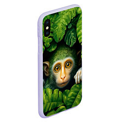 Чехол iPhone XS Max матовый Маленькая обезьянка в листьях, цвет: 3D-светло-сиреневый — фото 2