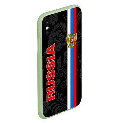 Чехол iPhone XS Max матовый Russia black style, цвет: 3D-салатовый — фото 2