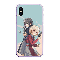 Чехол iPhone XS Max матовый Takina Inoue and Chisato Nishikigi - Lycoris Recoi, цвет: 3D-светло-сиреневый