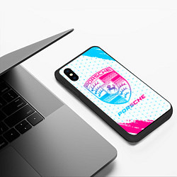 Чехол iPhone XS Max матовый Porsche neon gradient style, цвет: 3D-черный — фото 2