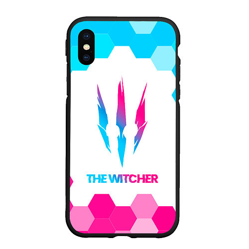 Чехол iPhone XS Max матовый The Witcher neon gradient style / 3D-Черный – фото 1