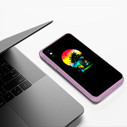 Чехол iPhone XS Max матовый Луна SynthWave, цвет: 3D-сиреневый — фото 2