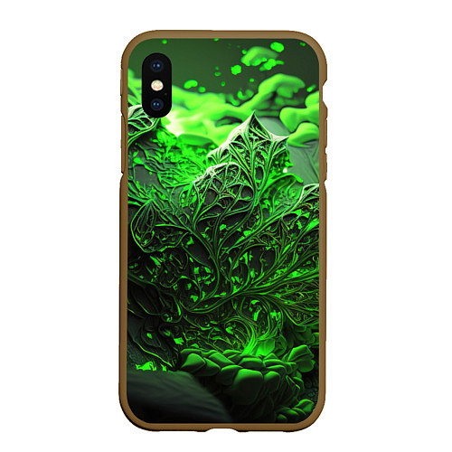Чехол iPhone XS Max матовый Зеленая кислота / 3D-Коричневый – фото 1
