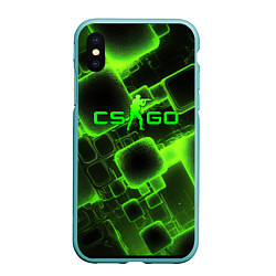 Чехол iPhone XS Max матовый CS GO зеленые кислотные плиты, цвет: 3D-мятный