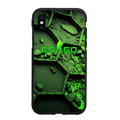 Чехол iPhone XS Max матовый CSGO green abstract / 3D-Черный – фото 1