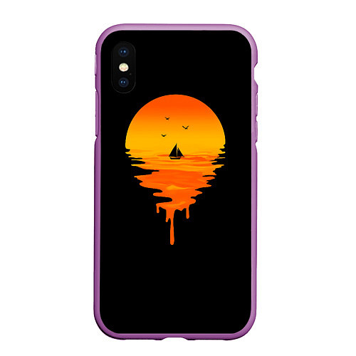 Чехол iPhone XS Max матовый Лавовый закат / 3D-Фиолетовый – фото 1