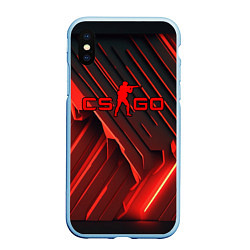 Чехол iPhone XS Max матовый CS GO red neon, цвет: 3D-голубой