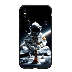 Чехол iPhone XS Max матовый Космонавт и шахматы